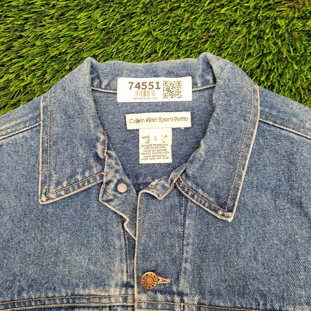 Vintage Calvin-Klein Denim Jacket Womens Small 18x21 Blue - Picture 12 of 15